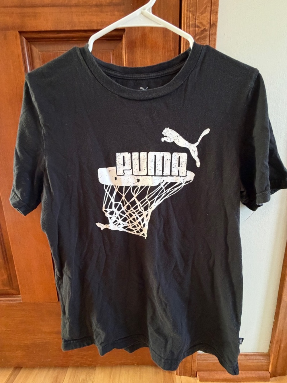 Puma Black Tee with White Logo Print